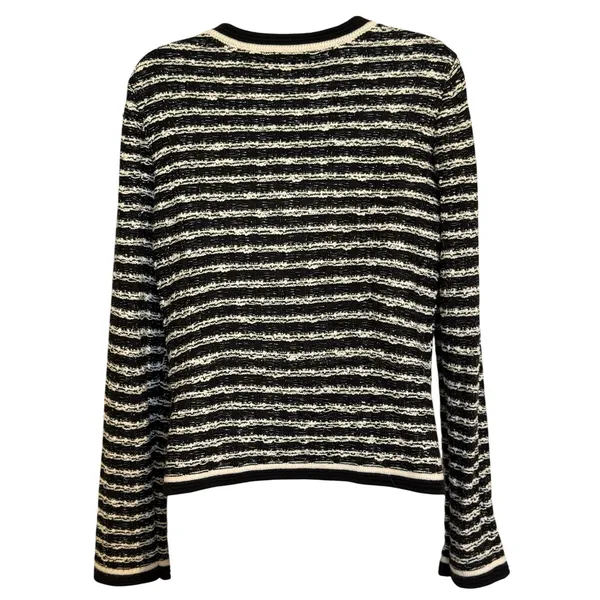 WHITE HOUSE BLACK MARKET Striped Metallic Open Front Cardigan‎ EUC Size Medium - Image 5