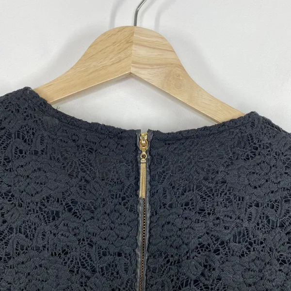 Juicy Couture Black Lace Long Sleeve Back Zip Sheath Dress‎ Womens Size Medium M - Image 8