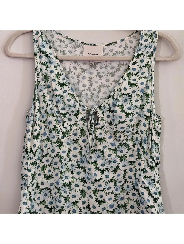 Reformation Miri Floral Tie Front V-Neck Top - Image 4