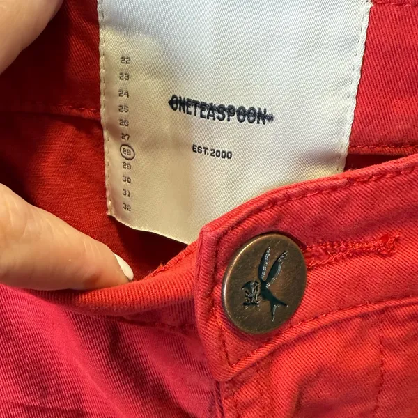 One Teaspoon Women's Cargo Motion Ruby‎ Red Jeans Cotton Size 28 - Image 5