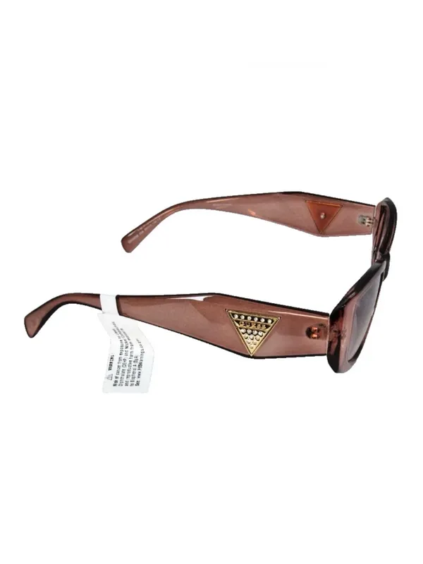 GUESS Translucent Brown Sunglasses Gold Rhinestone-Accented Logos GO00086-45B - Image 7