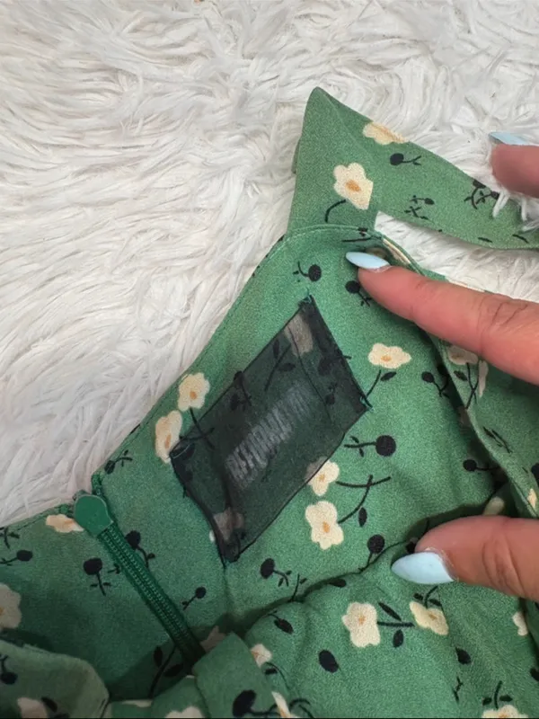 Reformation “Persimmon” green floral dress 2 - Image 5