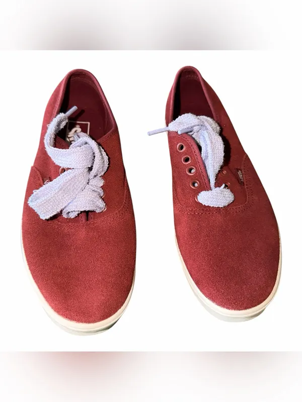 NEW Vans Authentic Suede Pomegranate/Snow White Lace Up Sneaker SZ-9.5 - Image 2