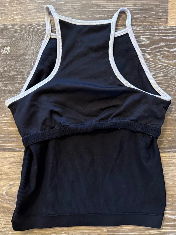 DSG Black Ribbed High-Neck Tank Top with White Trim - Image 3