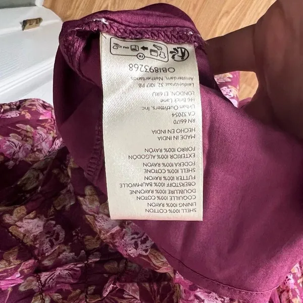Free People Mauve Keep You Floral Smocked V Neck Mini Dress Berry Combo S - Image 10