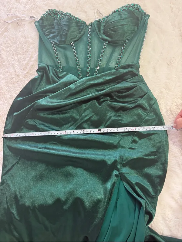 Portia & Scarlett Emerald Velvet Beaded Corset Gown Formal Dress L NWT - Image 14