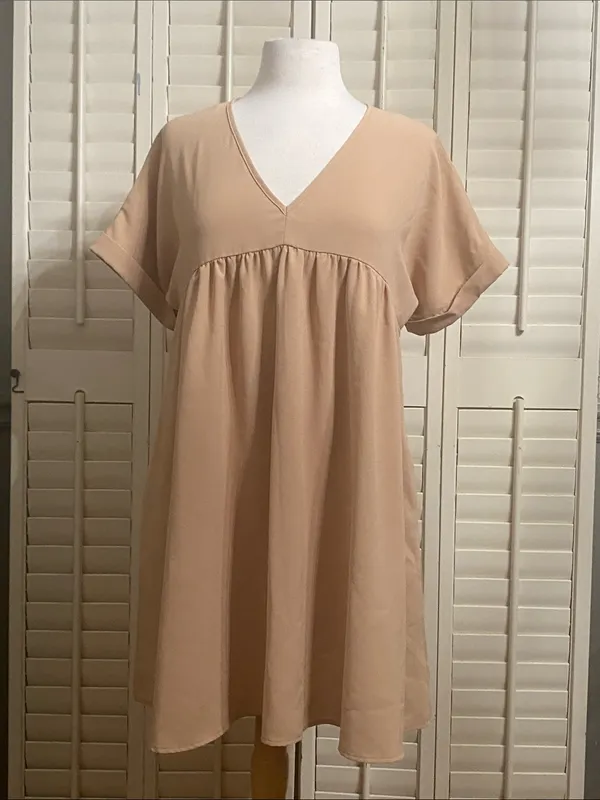 V-Neck Mini Babydoll Dress Size S - Image 2