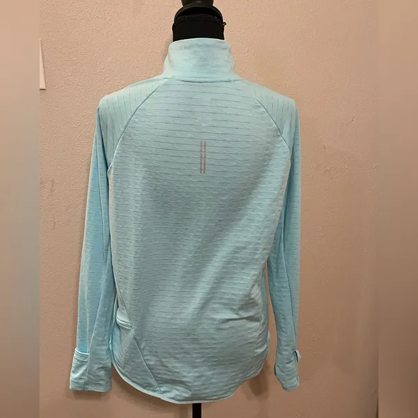 Nike Women's Sky Blue Quarter-Zip Therma-Fit Performance Top - Image 2