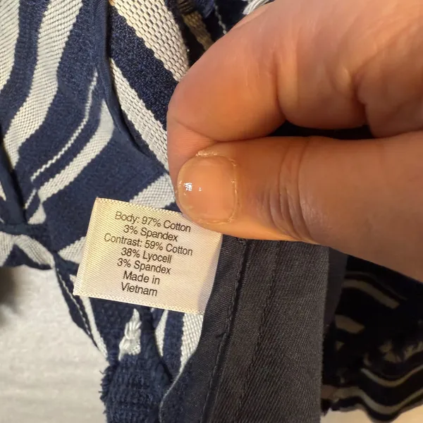 Lane Bryant Women's Navy Cream Striped‎ Open Front Fringed Jacket Size 14 - Image 4
