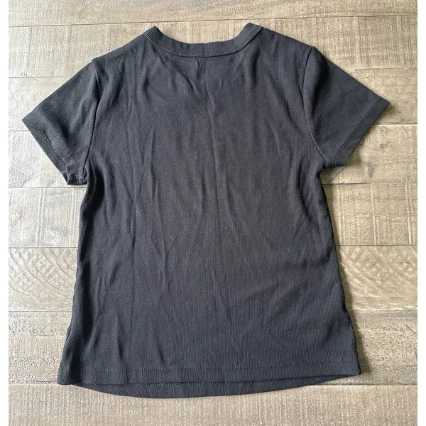 Old Navy‎ Women's Black Ribbed Short Sleeve Tee Size Medium - Image 6