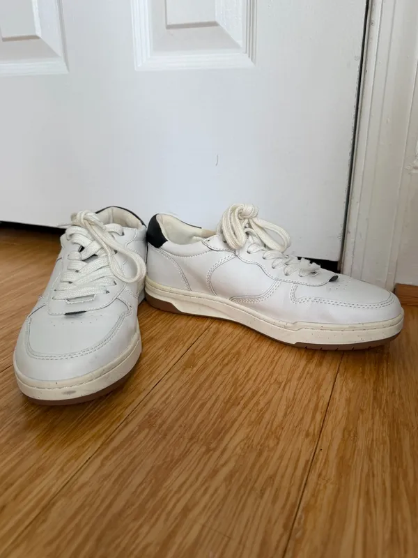 Madewell Court Sneakers White Black Leather Shoes Size 8.5 - Image 2