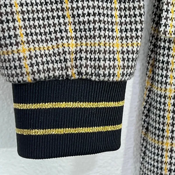 Summum Woman Amsterdam‎ Luxury Jersey Plaid Blazer Jacket Gold Stripe Cuff Small - Image 10