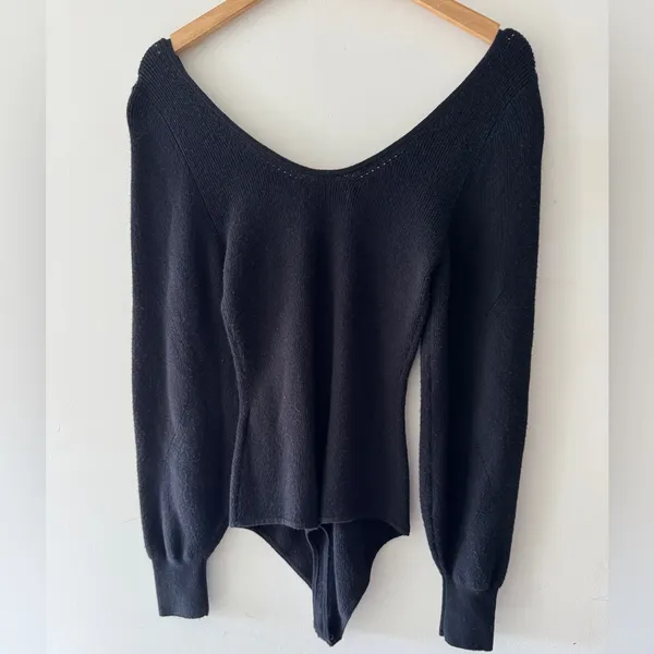 Abercrombie & Fitch Black Ribbed Scoop Neck Sweater Bodysuit‎ - Image 3