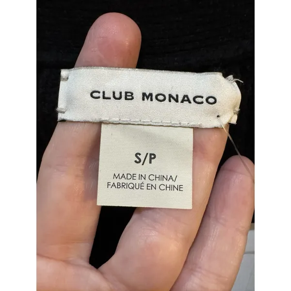 Club Monaco black ribbed V-neck button-down Cardigan Size Small Wool Cotton - Image 4