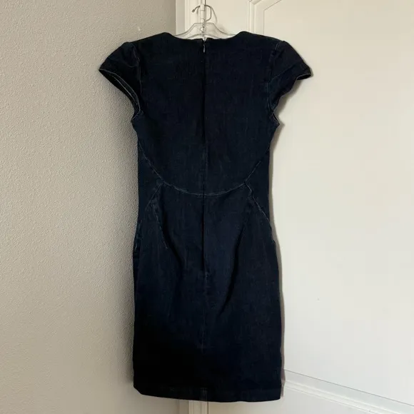 Banana Republic Dark Wash Denim Stretch Dress Size 4 Cap Sleeve Career Chic Sexy - Image 9