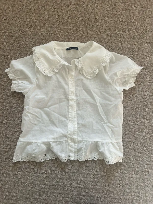 Brandy Melville Peter Pan collar eyelet blouse  - Image 2