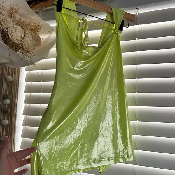 Princess Polly Energised Neon Green Halter Mini Dress Size 4 rave party festival - Image 5