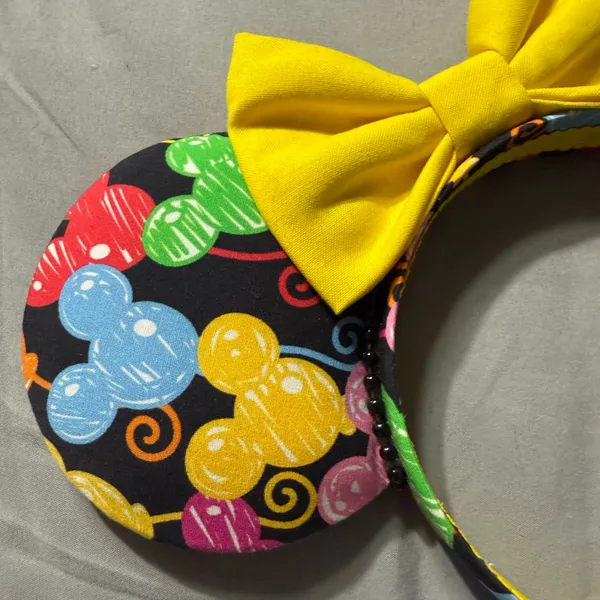Disney's Mickey Mouse Balloon Ears Headband with Yellow Cotton Bow - Image 2