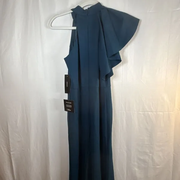 Lulus Margeaux Teal Cape Sleeveless Long Gown Size Small NWT - Image 6