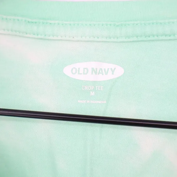 Old Navy Womens Tie Dye Crop Tee Green Blue Cream Short Sleeve Size M - Image 3