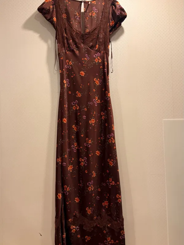 Free People Butterfly Babe Burgundy Floral Satin Lace-Trim Maxi Dress - Image 4