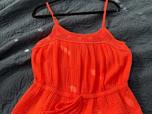 Michael Stars Dahlia Waist Tie Tank Top Orange Crochet Detail Size Small New NWT - Image 5