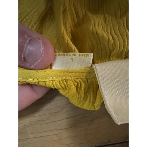 Maeve Anthropologie Women Size Large Livia Gold Ruffle Smock Pleat‎ Midi Dress - Image 6