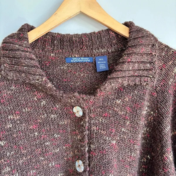 90s Vintage Wind River Cardigan Sweater M/L Pearl Button Grandma Cottage Boho - Image 4
