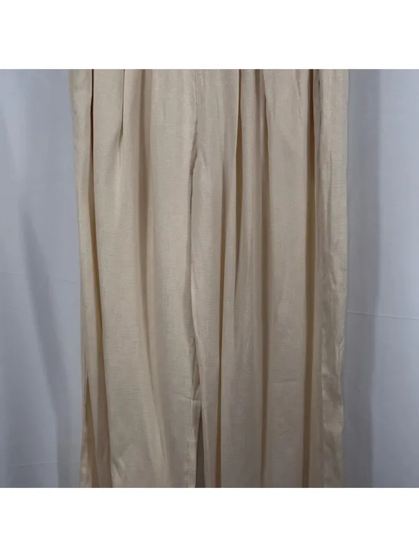 Women’s Cream Smocked Waist Wide Leg Lounge Pants Size M - Image 3