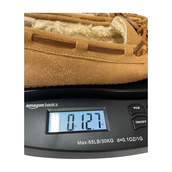 Minnetonka Cally Moccasin Slippers Womens 7M Brown Leather Faux Fur Cozy Cabin - Image 10