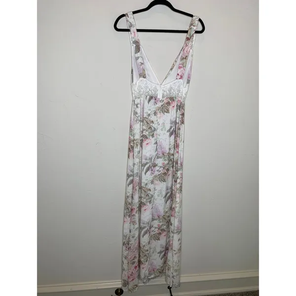 Majorelle Floral Romantic Maxi Dress Bridal Fairy Sz Medium Cream Pink Green - Image 10