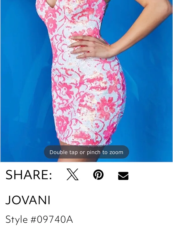 Jovani Pink and White Sequin Floral Mini Dress - Image 6