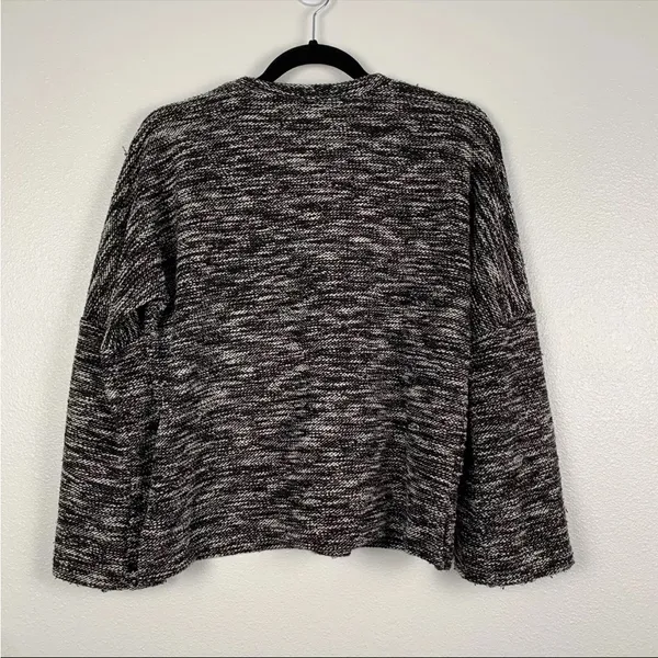 Madewell Womens Button‎ Shoulder Wide Sleeve Black Marbled Sweater - Image 9