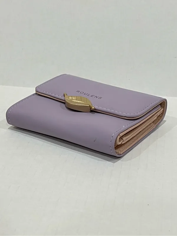 Roulens Lavender Purple RFID Blocking PU Leather Leaf Pendant Card Holder Wallet - Image 8