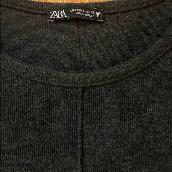ZARA Dark Gray Short‎ Sleeve Crewneck Cotton Blend Soft Mini Dress Size Small - Image 13
