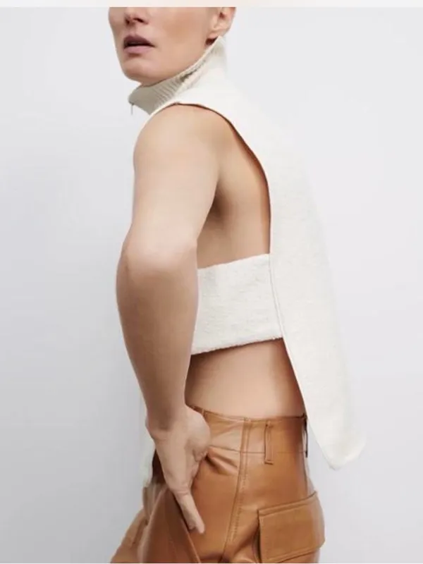 Zara Open Sides Knit Sweater Vest Cape Top XS/S - Image 2