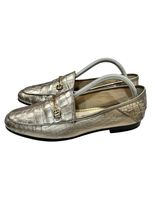 Sam Edelman Loraine Loafer Metallic Gold Crocodile Embossed Horsebit Leather 10M - Image 2