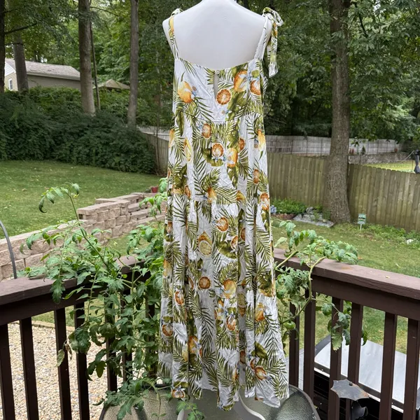 Label Of Love Fruit Novelty All Over Print MIDI Dress M Medium Palm - Image 4