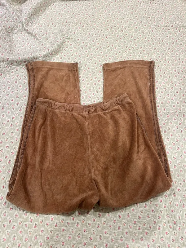 Nike Brown Velour Cropped Lounge Pants - Image 2