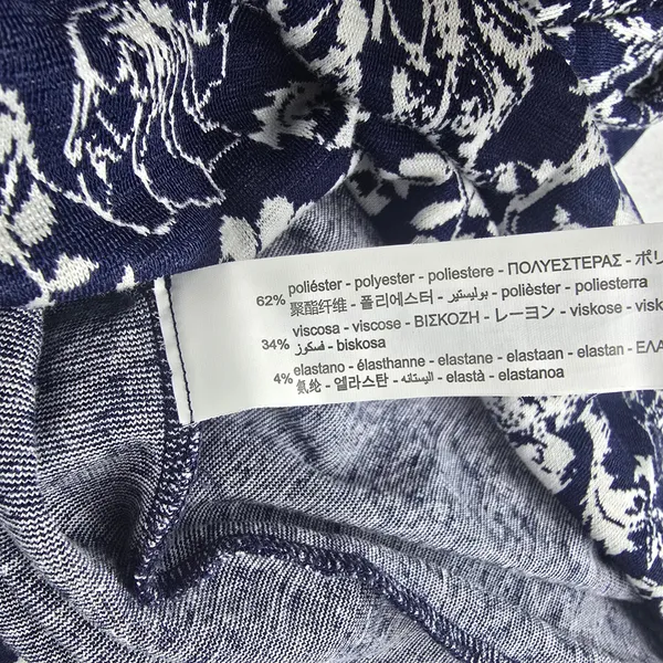 ZARA Floral Print Long‎ Sleeve Mini Dress Navy Blue White Puff Sleeve Large - Image 7