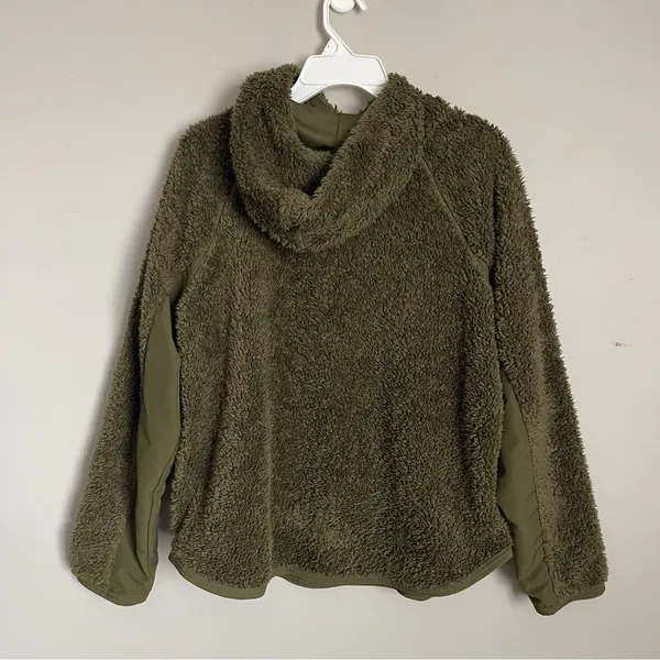 NIKE | Olive Green Sherpa Fleece Pullover Jacket Sz M - Image 5