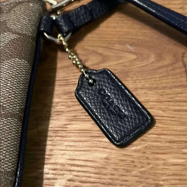 Coach Signature Tan Black Wristlet credit card and key chain classic monogram - Image 2