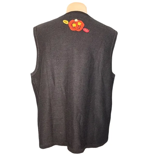 Vintage Karen Scott Halloween Sweater Vest Hand Embroidered Ghost Pumpkin Witch - Image 7
