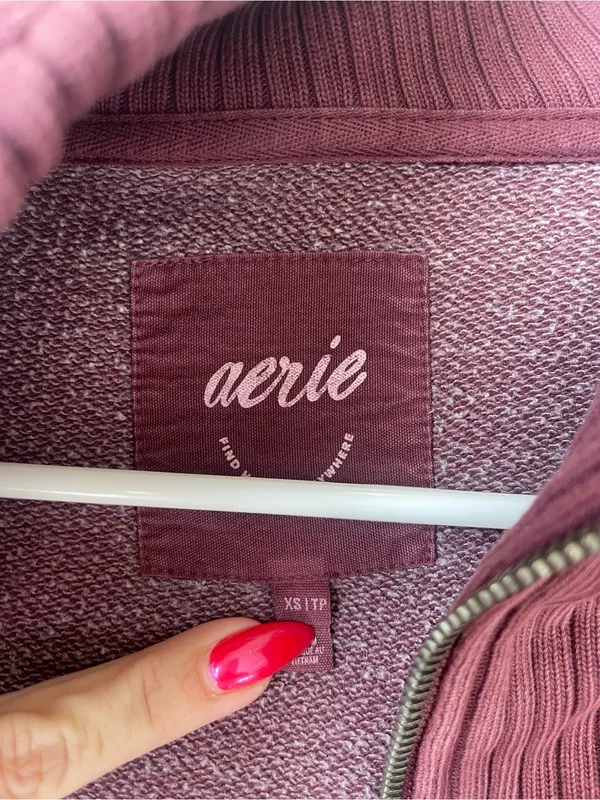 Aerie Maroon Half-Zip Pullover Sweater - Image 5