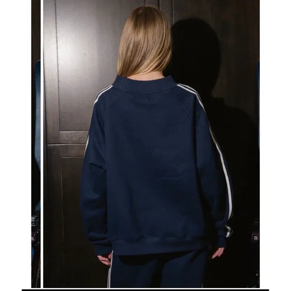 New PARKE Sport Stripe Mockneck Navy Blue SZ S/M - Image 3