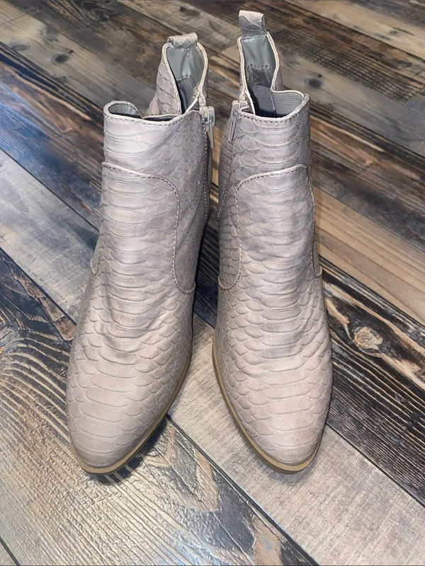 Altar'd State  Brynn Taupe Textured Ankle Booties - Image 2