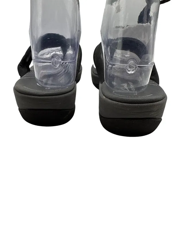 Clarks Size 7 Cloudsteppers Cushioned Black Flip Flop Knotted Strap Sandals - Image 10