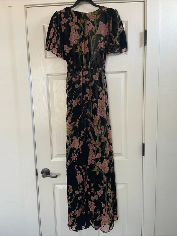 Women’s Bohme Jada Velvet Floral Maxi Dress Black Size S - Image 8