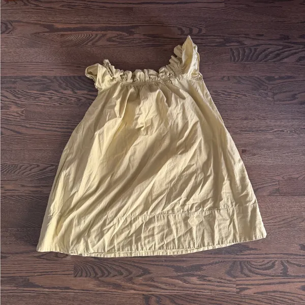 Free people Sophie ruffle sleeve slip mini dress off shoulder chartreuse pockets - Image 9