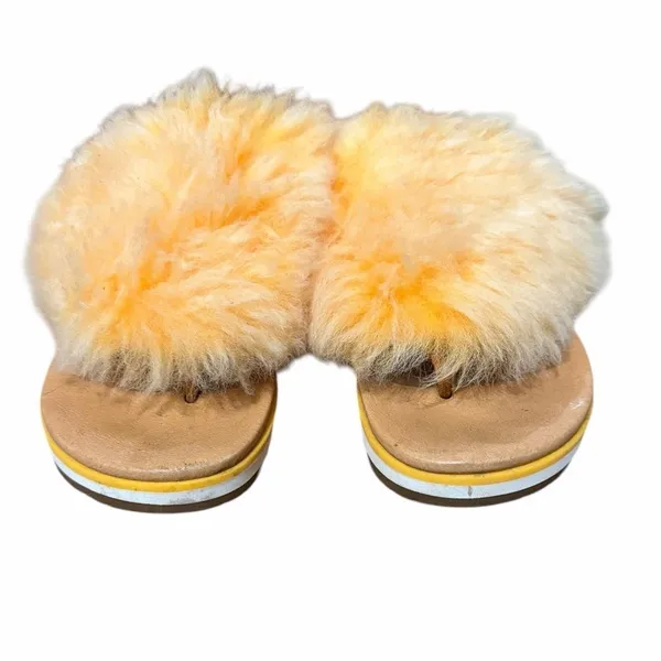 Ugg Holly‎ Fluffy Fur Orange Zinnia Slingback Thong Sandals Women'S Size 8.5 - Image 3